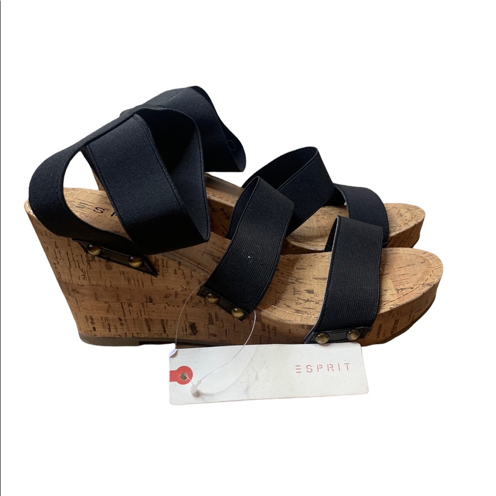 NWT -  Esprit Women's Black Freedom Wedge Sandal, Size 8.5